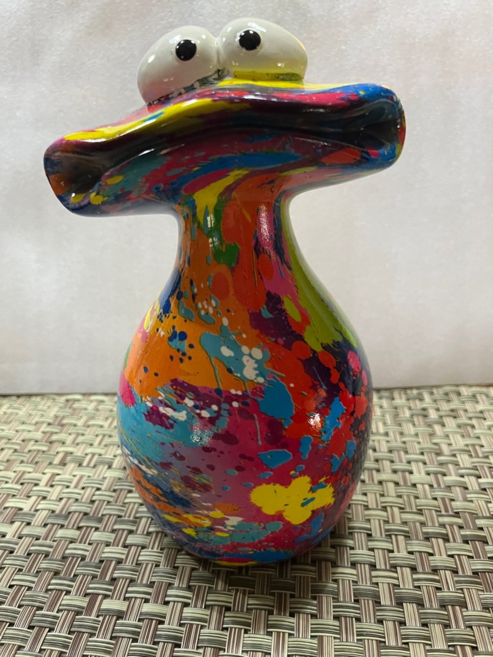 Colorful Splatter Ceramic Frog with Playful Eyes